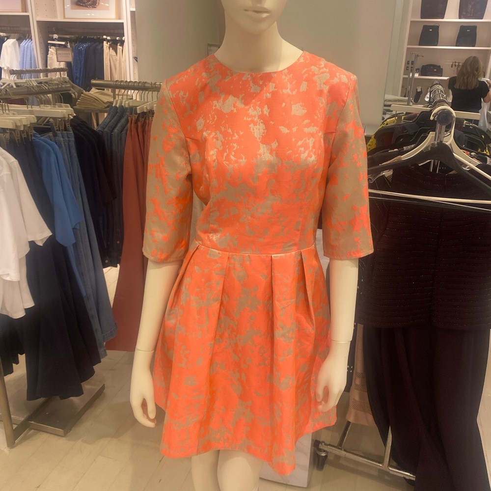 NEW ASOS Coral & Silver Dress – Vibrant & Stylish, Size 10